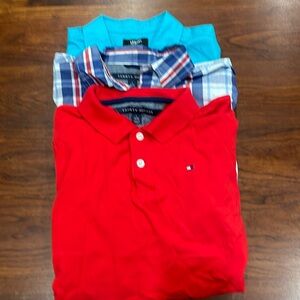 1 boys polo and two short sleeve dress shirts